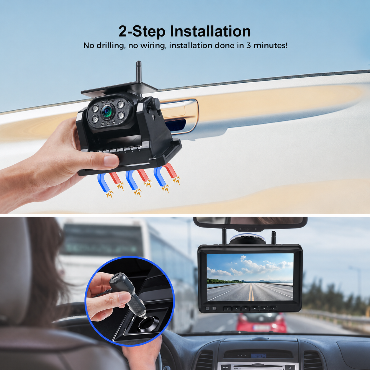 Wireless Magnetic Dual Backup Camera – Easy Installation & Free Shipping